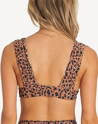 Haut de bikini réversible de Lycra avec la copie de léopard fixe de retour au-dessus des bandoulières fournisseur